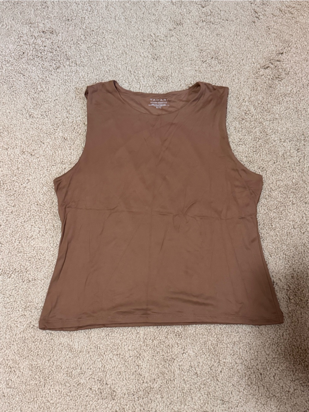 Tahari Brown Sleeveless Crewneck Tank Top
